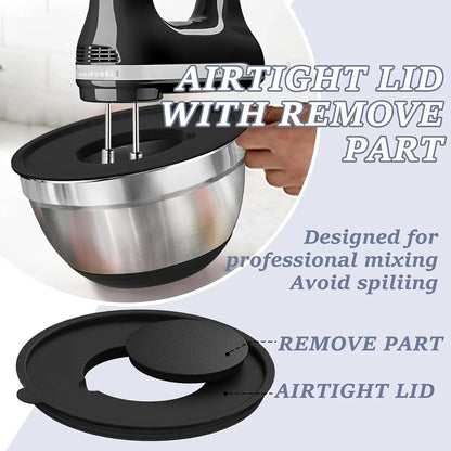8 Piece Stainless Steel Mixing Bowls With Airtight Lids  Non Slip Base Stackable Nesting Design Dis 3