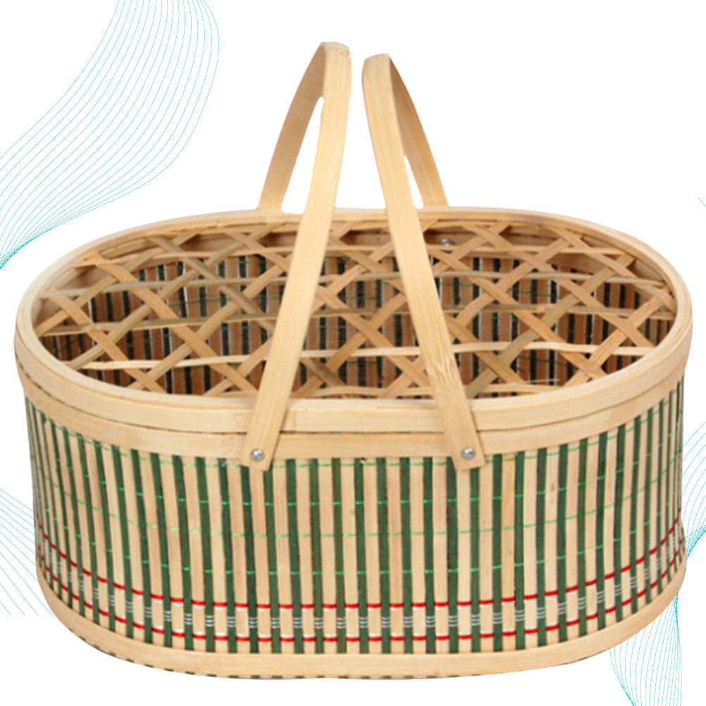 Handmade Woven Bamboo Decorative Egg Basket, Fresh Easter Props, Eggs Storage, Countertop Small Storage