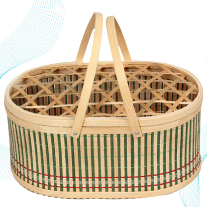 Handmade Woven Bamboo Decorative Egg Basket, Fresh Easter Props, Eggs Storage, Countertop Small Storage