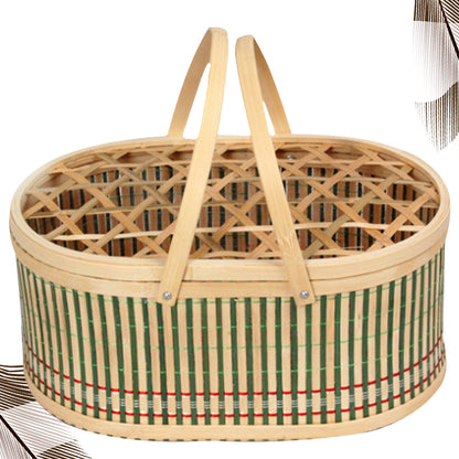Handmade Woven Bamboo Decorative Egg Basket, Fresh Easter Props, Eggs Storage, Countertop Small Storage