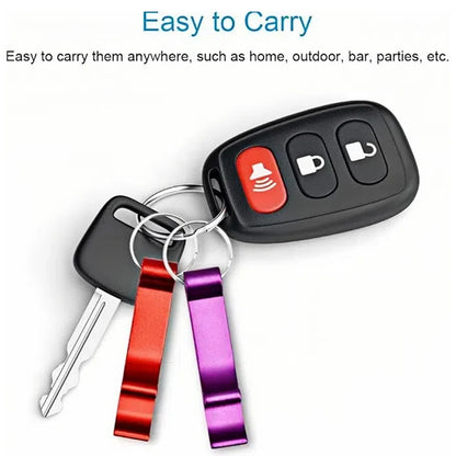 Portable Metal Mini Beer Can Opener, Colorful Key Ring Chain, Keychain Metal Bottle Opener Bar Tools Accessories