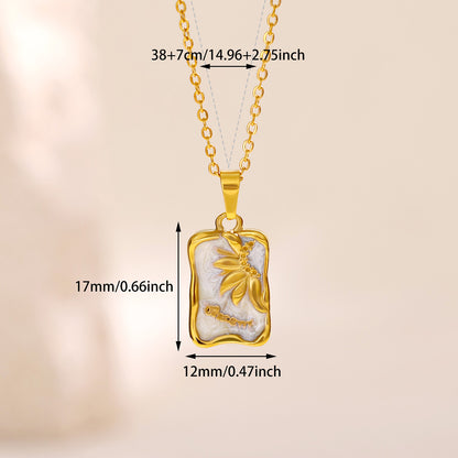Elegant Charm Drip Oil Rose Flower Pendant Necklace for Women, Gold Color Stainless Steel Clavicle Fish Tail Chain