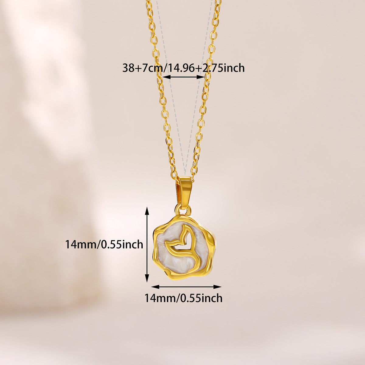 Elegant Charm Drip Oil Rose Flower Pendant Necklace for Women, Gold Color Stainless Steel Clavicle Fish Tail Chain