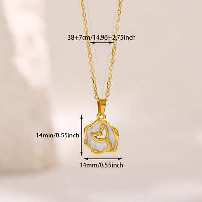 Elegant Charm Drip Oil Rose Flower Pendant Necklace for Women, Gold Color Stainless Steel Clavicle Fish Tail Chain