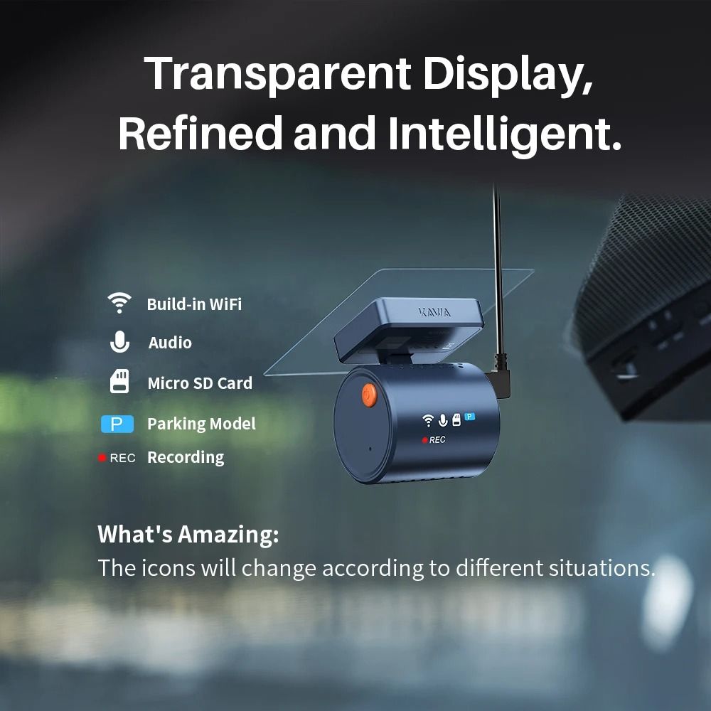 Mini Smart Dash Cam with 2K Resolution WiFi App and Voice Control for 24 Hour Car Security