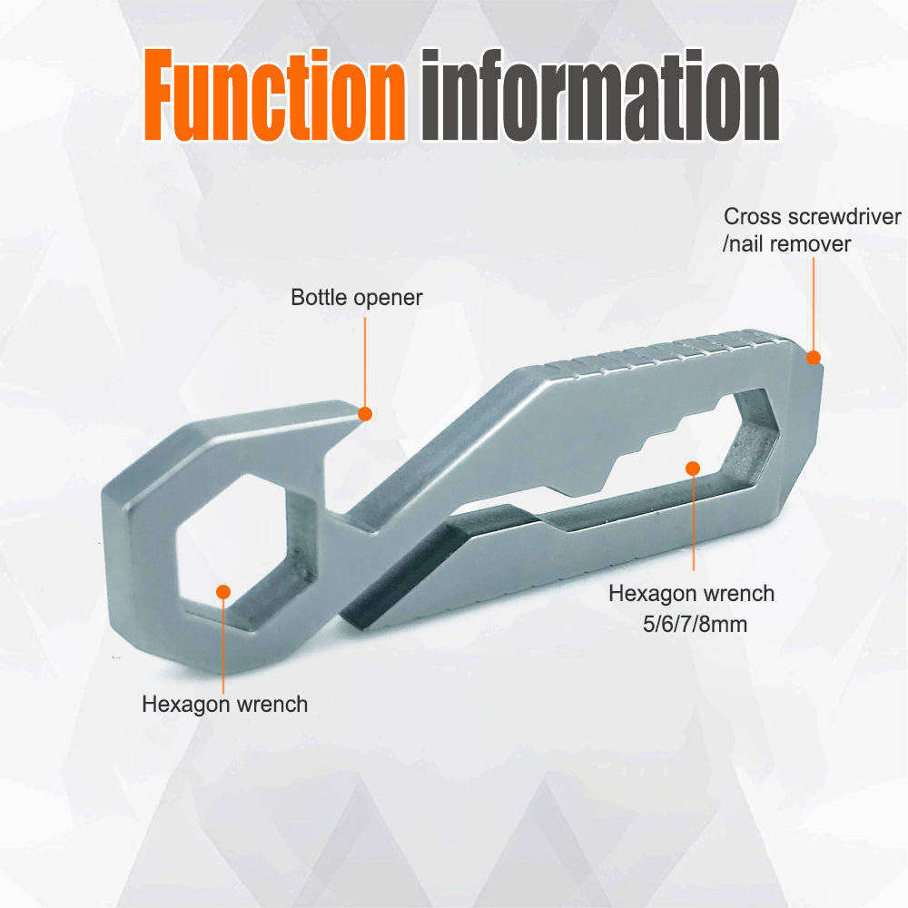 Stainless Steel Wrench Tool, Portable Bottle Opener, Outdoor Hiking Camping Gear, Hot Sale Multifunction Gadget