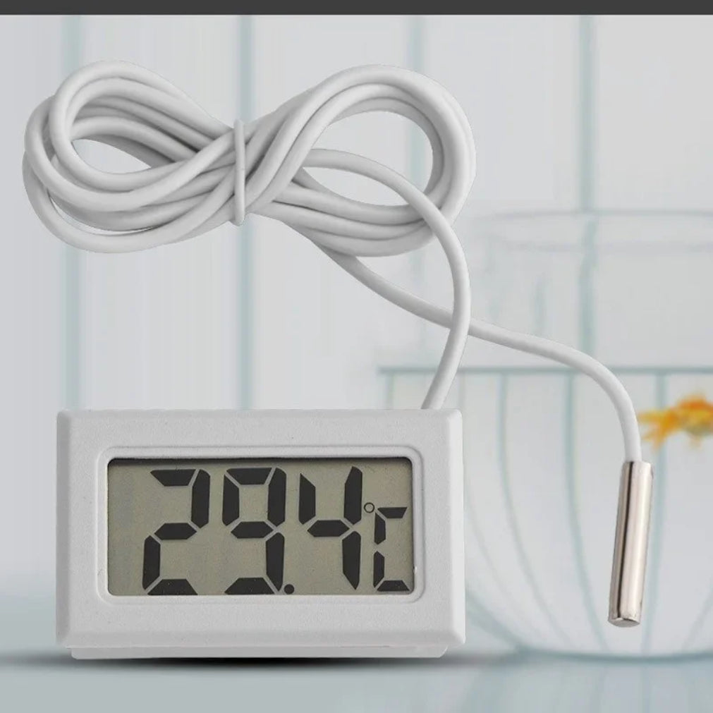 Digital LCD Thermometer With Probe for Aquarium, Indoor Temperature Sensor, Mini Fridge and Home Thermometer