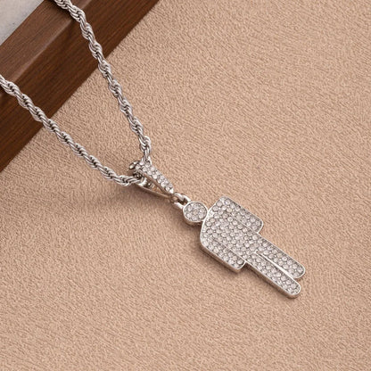 Luxury Hip Hop Necklace, Stainless Steel Skull Head Zircon Couple Pendant, Street Fashion Jewelry with Full Accents