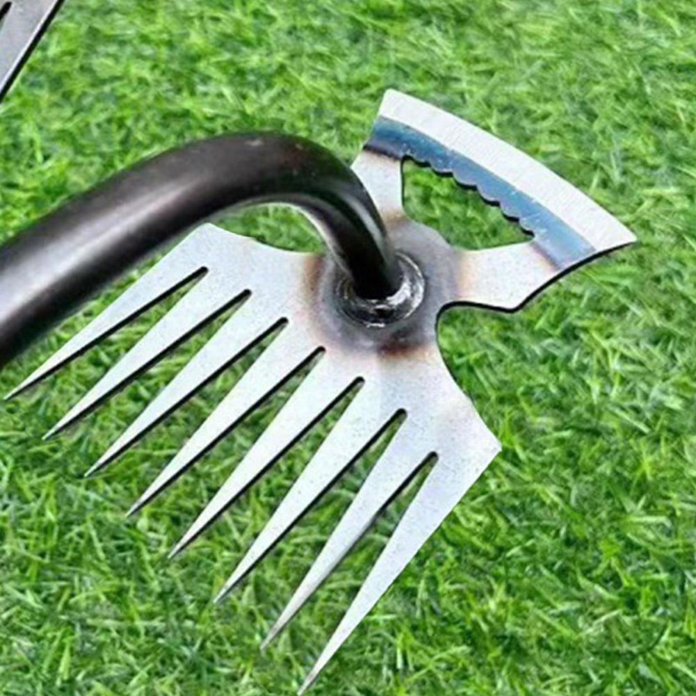 Heavy-Duty Garden Rake Weed Puller with Roots, Manganese Steel Digging Tool for Soil, Farm, and Agricultural Work