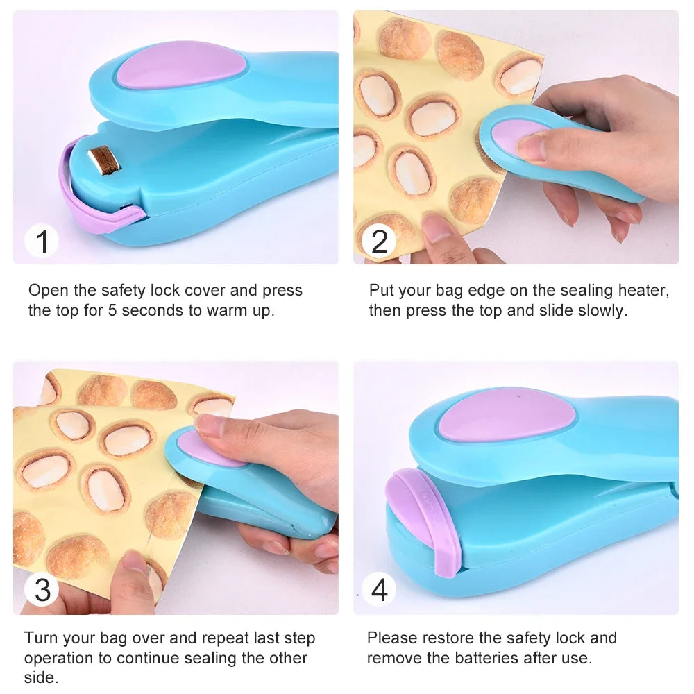 Mini Portable Food Clip Heat Sealing Machine, Kitchen Accessories Tools, Home Snack Bag Sealer Utensils Gadget