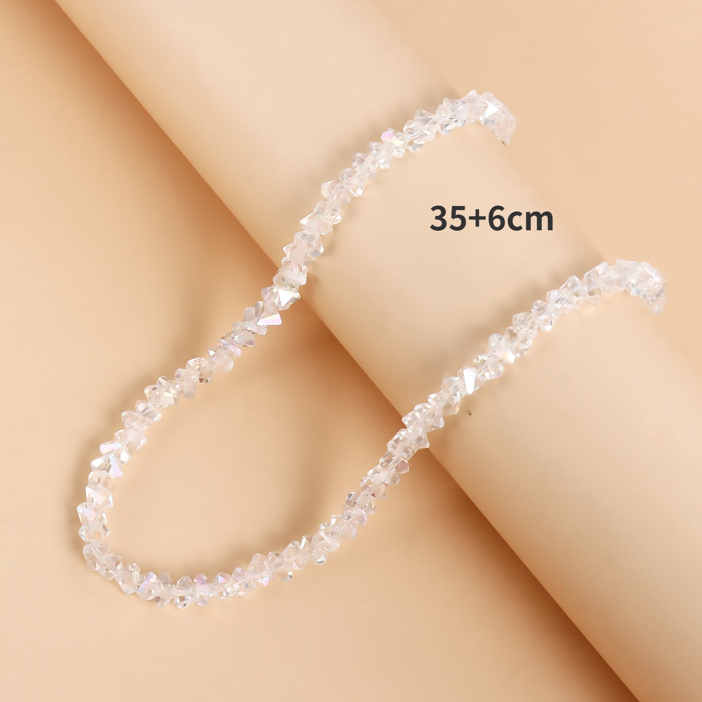 Korean Multi-Cut Glass Crystal Choker Necklace, Irregular Beaded Transparent Vintage Collar Neck Jewelry for Womens Fa