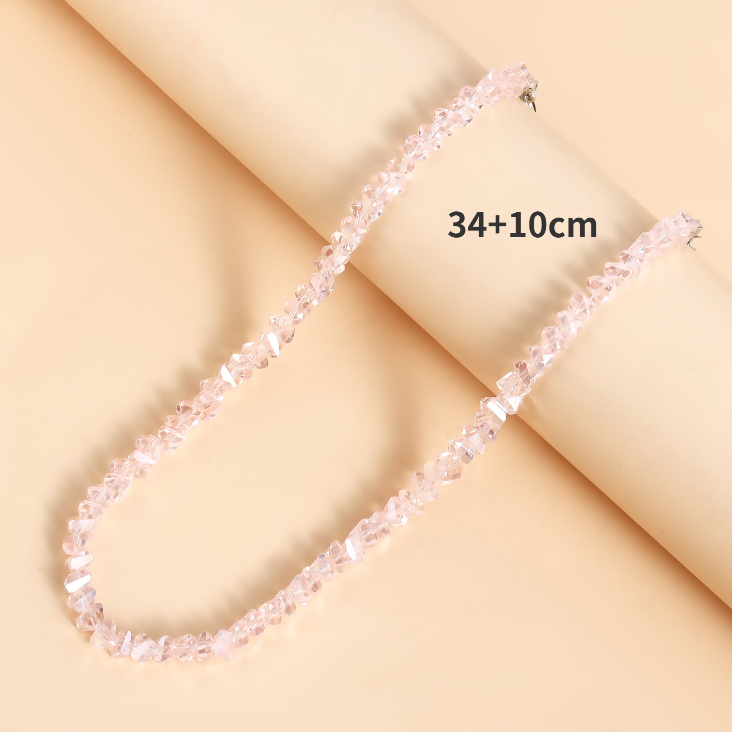 Korean Multi-Cut Glass Crystal Choker Necklace, Irregular Beaded Transparent Vintage Collar Neck Jewelry for Womens Fa