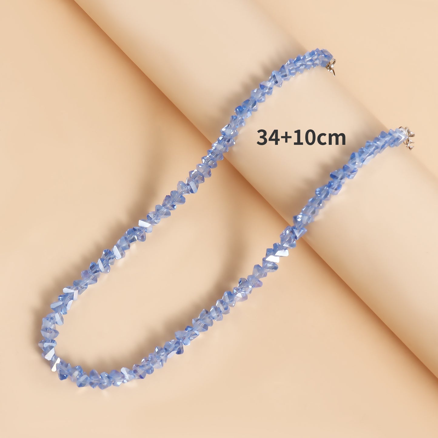 Korean Multi-Cut Glass Crystal Choker Necklace, Irregular Beaded Transparent Vintage Collar Neck Jewelry for Womens Fa