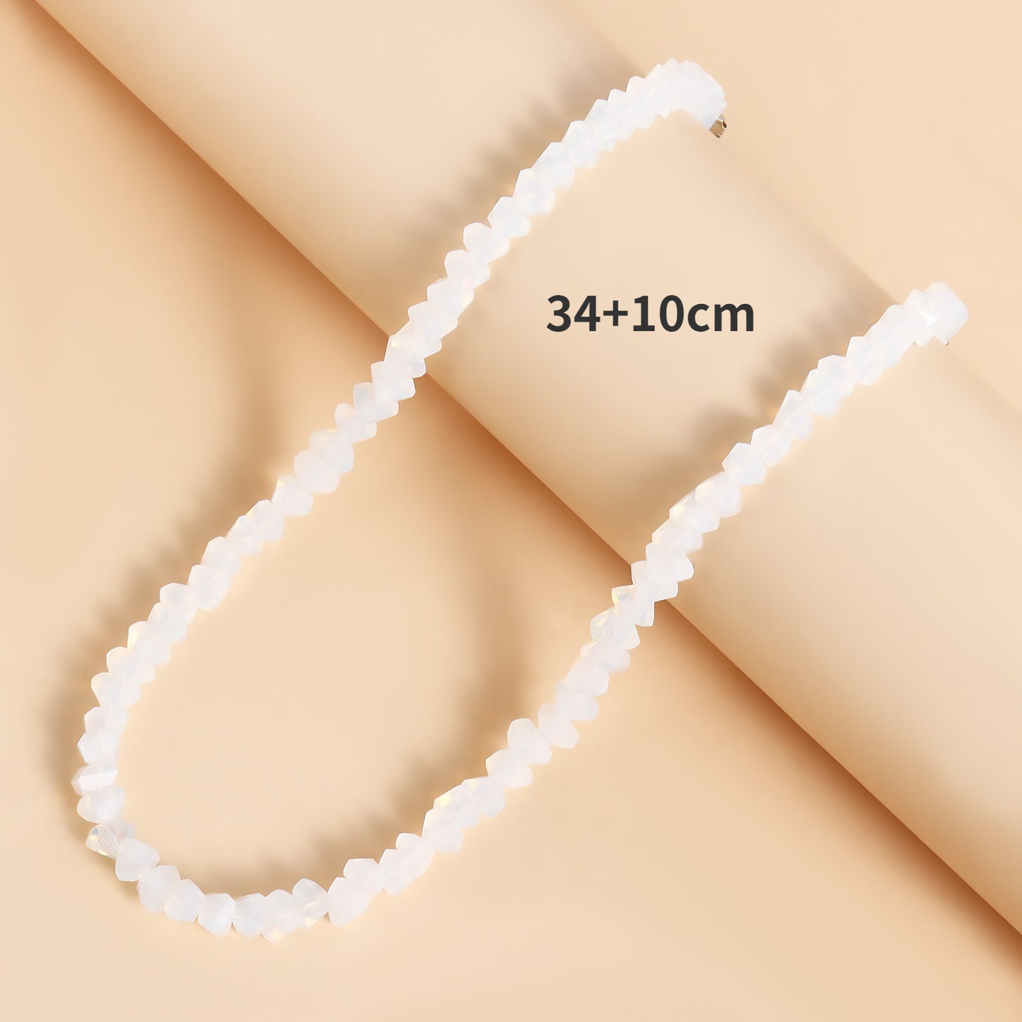 Korean Multi-Cut Glass Crystal Choker Necklace, Irregular Beaded Transparent Vintage Collar Neck Jewelry for Womens Fa