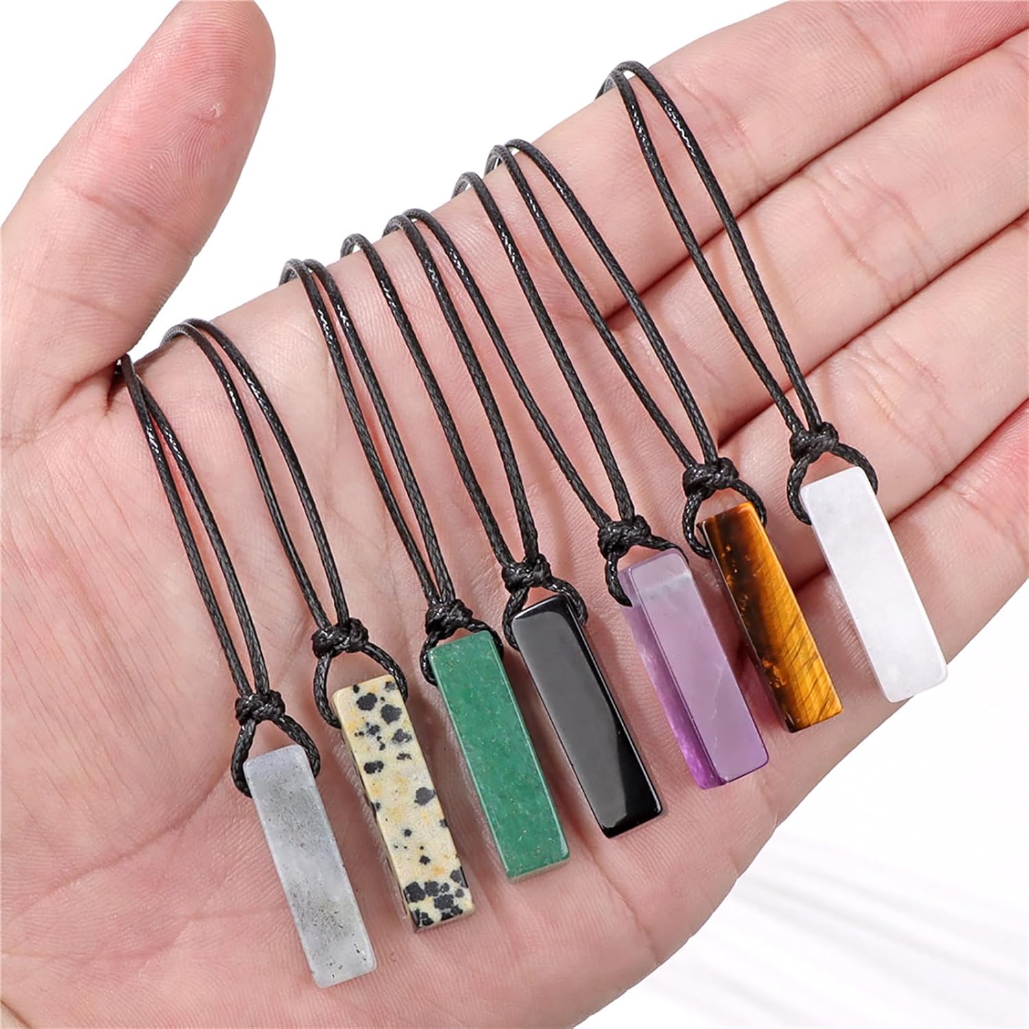 Black Tourmaline Necklace for Men, Adjustable Black Obsidian & Onyx Pendant for Spiritual Energy & Protection