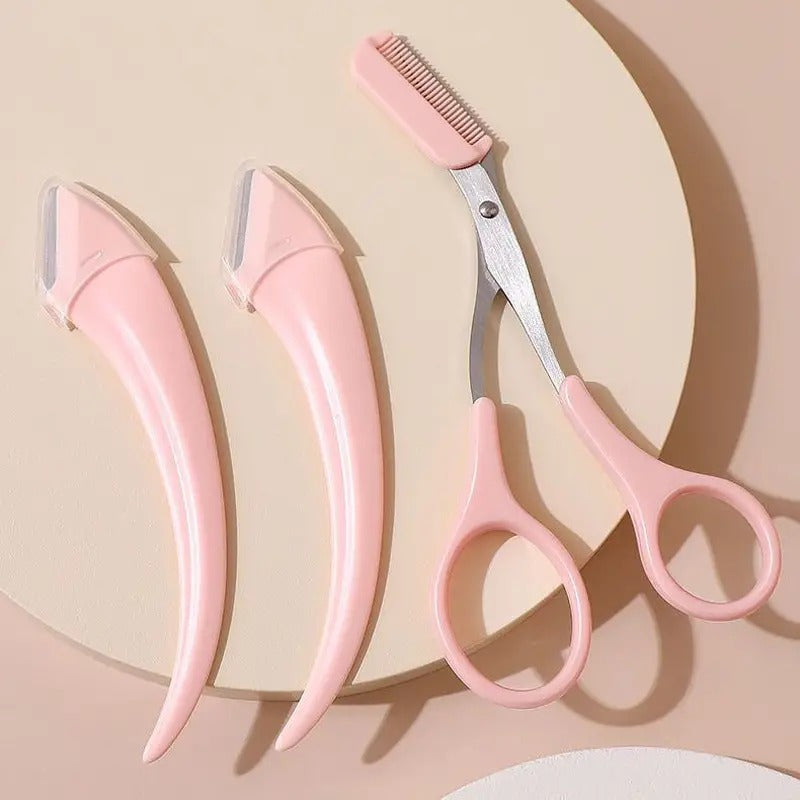 Eyebrow Trimmer Set Curved Eyebrow Razor Eyebrow Scissors With Comb Convenient Easy Beauty Tools Pr 1
