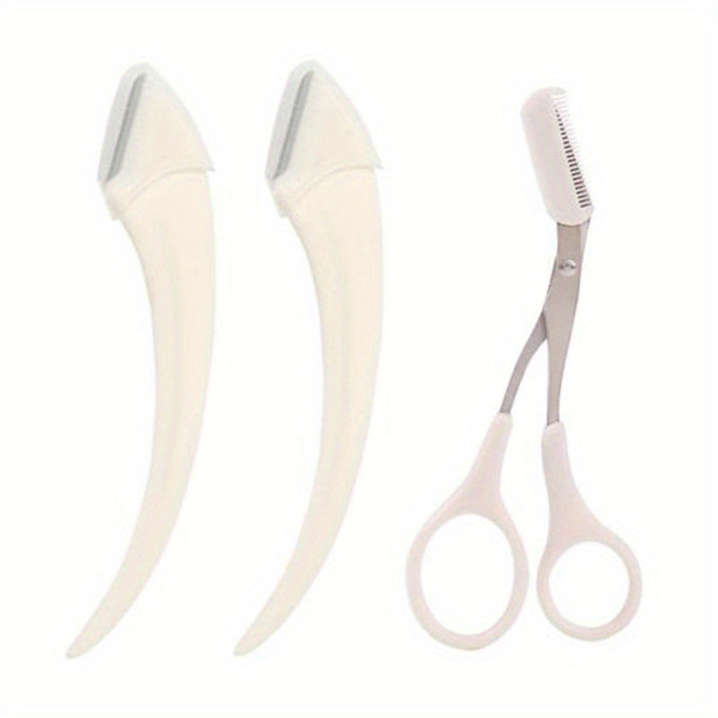 Eyebrow Trimmer Set Curved Eyebrow Razor Eyebrow Scissors With Comb Convenient Easy Beauty Tools Pr 5