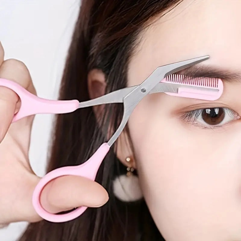 Eyebrow Trimmer Set Curved Eyebrow Razor Eyebrow Scissors With Comb Convenient Easy Beauty Tools Pr 2