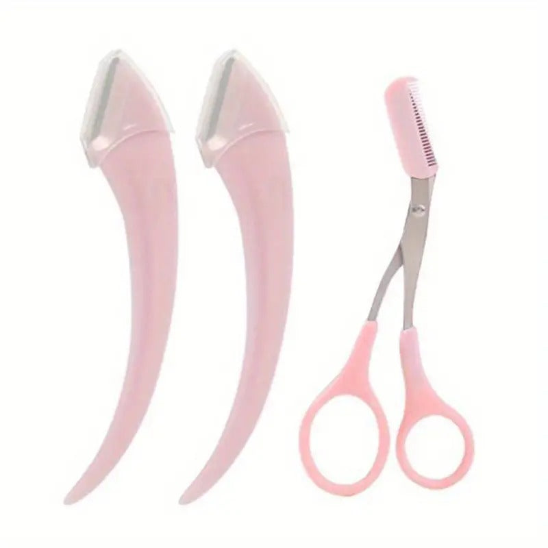Eyebrow Trimmer Set Curved Eyebrow Razor Eyebrow Scissors With Comb Convenient Easy Beauty Tools Pr 6