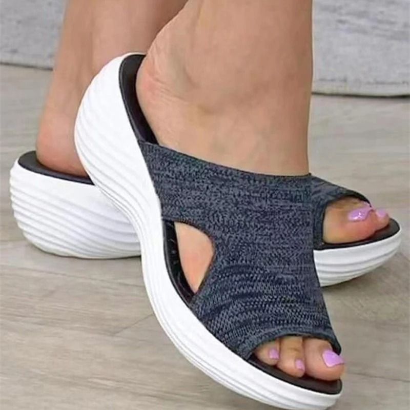 Wedge Platform Summer Sandals for Women with Open Toe and Slip On Style
