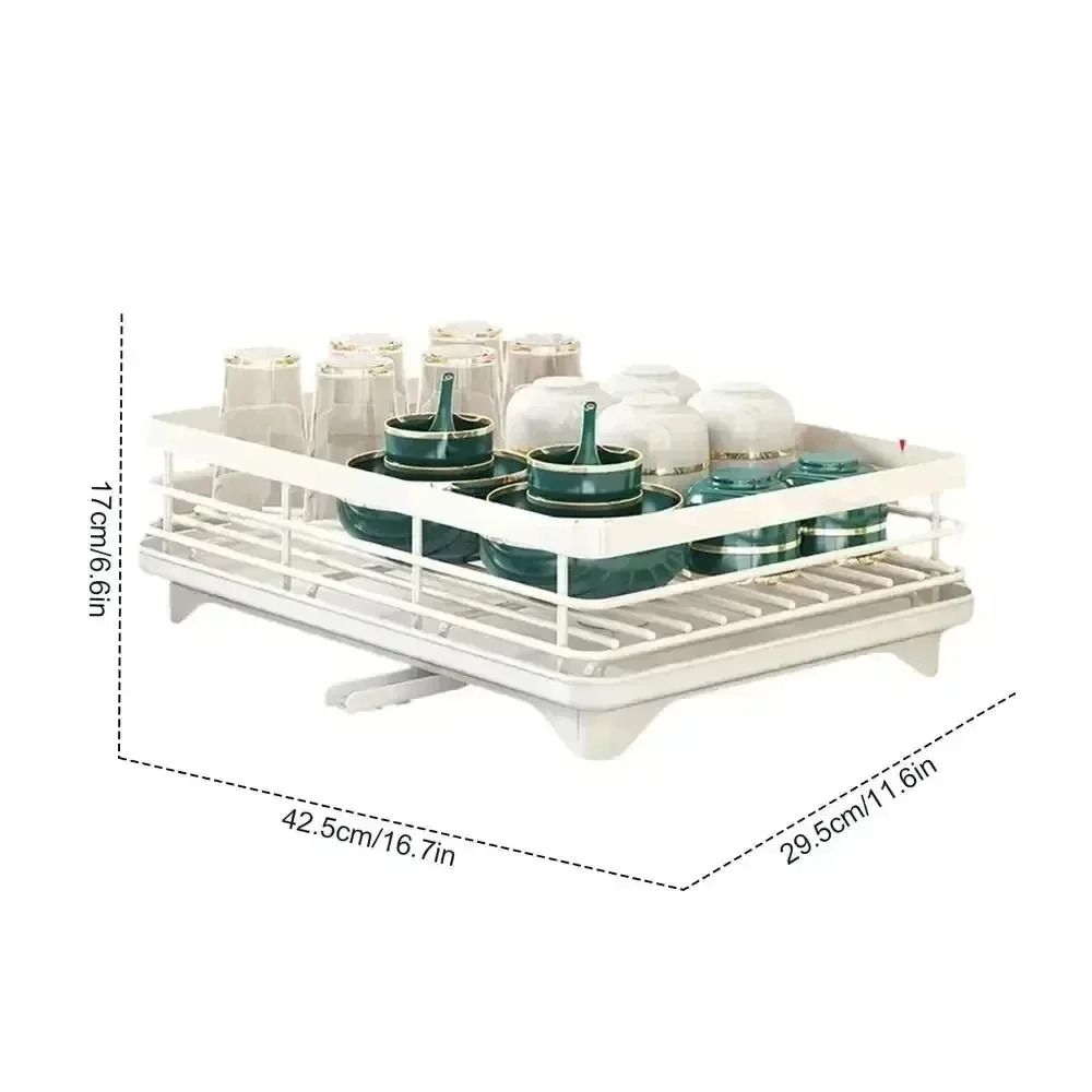 Adjustable Over Sink Dish Drying Rack With Drainboard And Cutlery Storage For Kitchen Counters 10