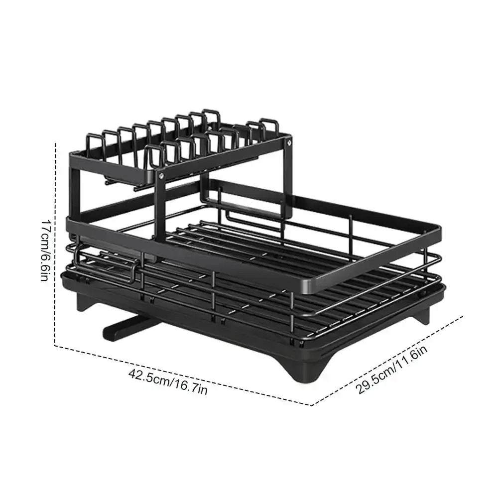 Adjustable Over Sink Dish Drying Rack With Drainboard And Cutlery Storage For Kitchen Counters 12