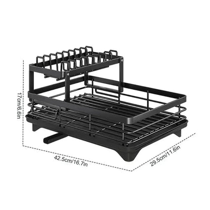 Adjustable Over Sink Dish Drying Rack With Drainboard And Cutlery Storage For Kitchen Counters 13