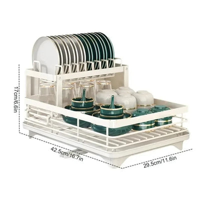 Adjustable Over Sink Dish Drying Rack With Drainboard And Cutlery Storage For Kitchen Counters 16