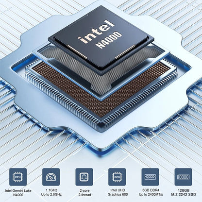 Compact Windows 11 Mini PC with Intel Celeron 6GB RAM and 128GB Storage