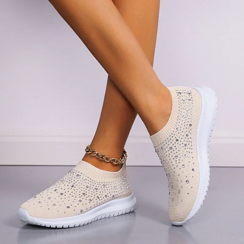 Crystal Mesh Slip On Sneakers For Women With Soft Sole And Breathable Design 2