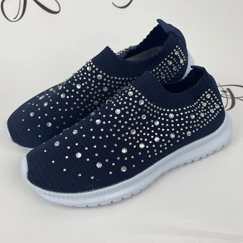 Crystal Mesh Slip On Sneakers For Women With Soft Sole And Breathable Design 7