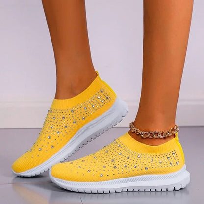 Crystal Mesh Slip On Sneakers For Women With Soft Sole And Breathable Design 13