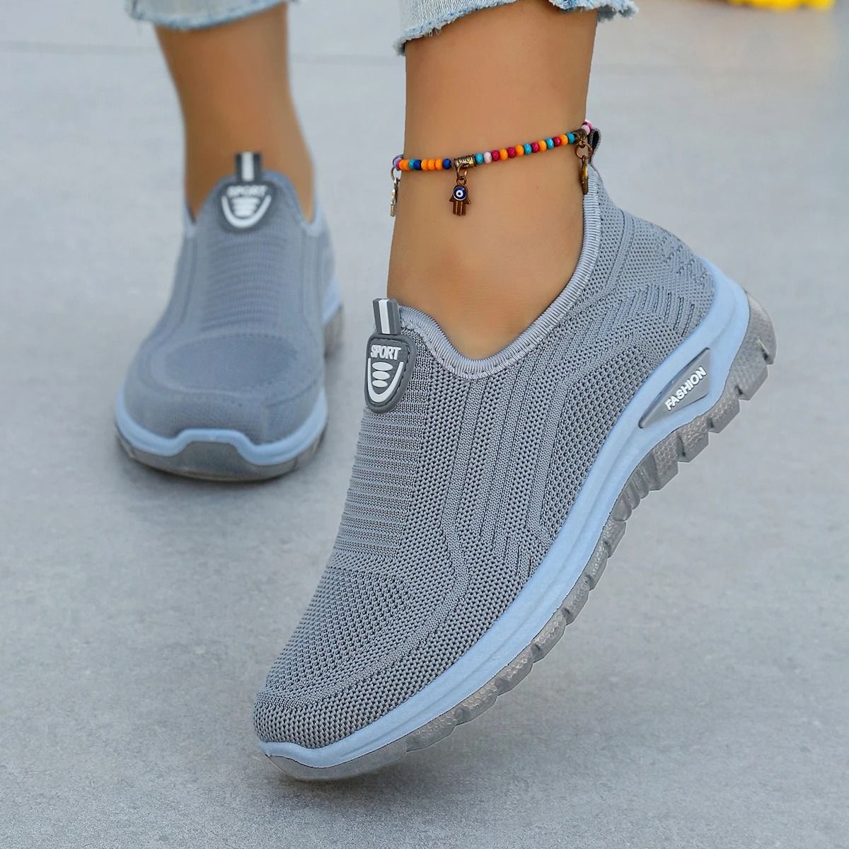 Womens Slip On Woven Sneakers With Breathable Mesh And Soft Sole Comfort 6