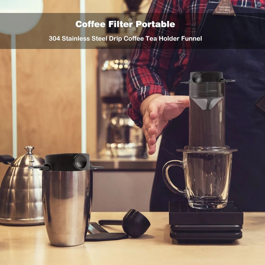 Stainless Steel Portable Coffee Dripper For Mug And Tea Brewing With Reusable Filter 2