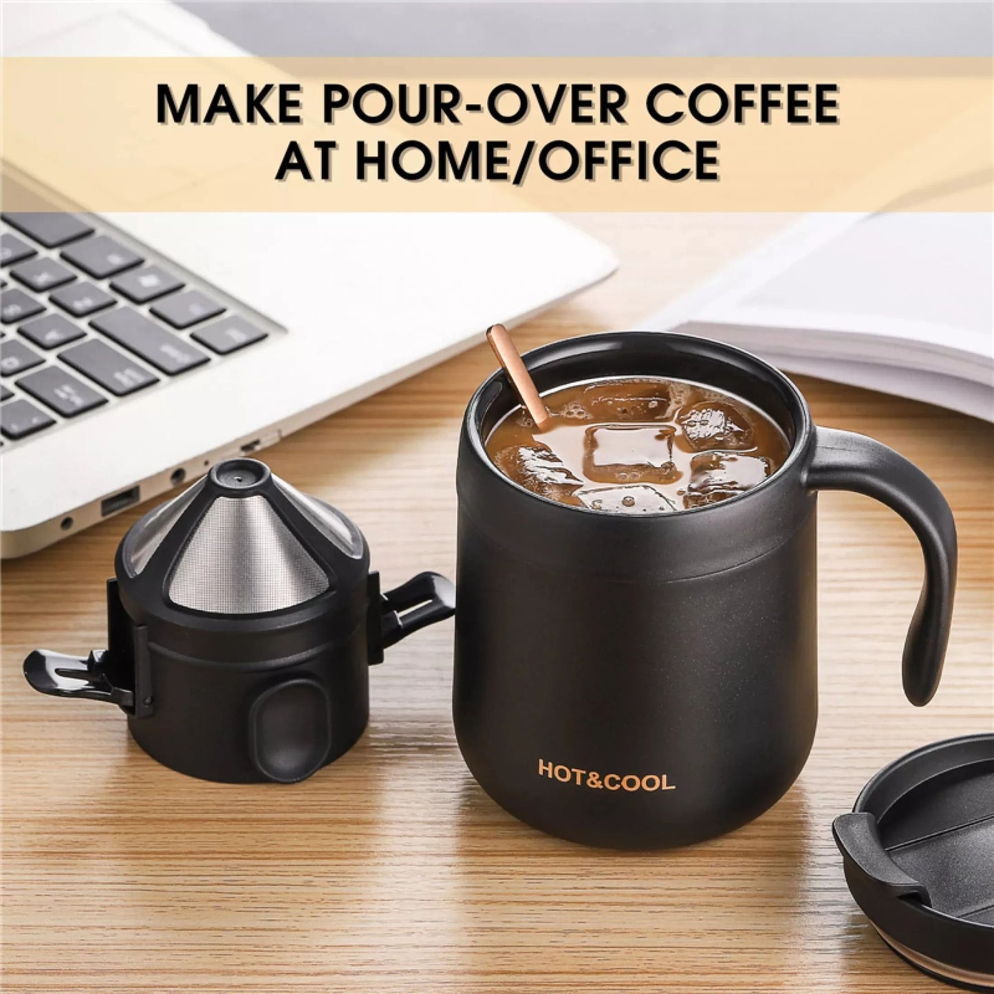 Stainless Steel Portable Coffee Dripper For Mug And Tea Brewing With Reusable Filter 4
