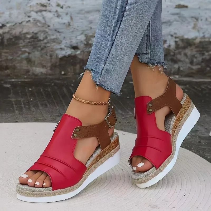 Womens Platform Wedge Sandals Lightweight Summer Shoes with Ankle Strap and Beach Style Design