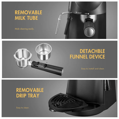 Compact Espresso And Cappuccino Machine With Milk Frother 3