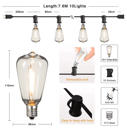 GardenGlow ST38 Waterproof Shatterproof Outdoor LED String Lights 3