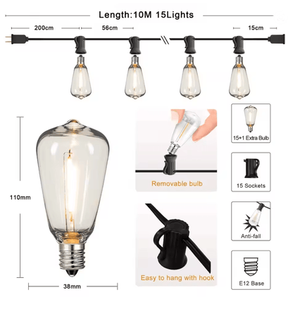 GardenGlow ST38 Waterproof Shatterproof Outdoor LED String Lights 4
