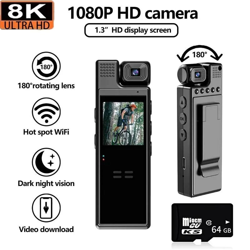 Xiaomi 8K Mini Action Camera With Rotating Back Clip Wifi And Infrared Night Vision For Outdoor Rec 8