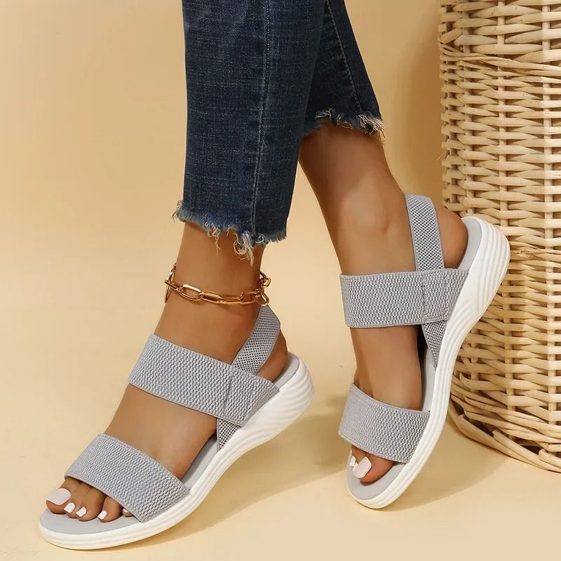 Women Knit Wedge Sandals With Elastic Slip On Fit And Lightweight Sole For Summer Walking Comfort 2