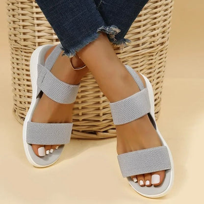 Women Knit Wedge Sandals With Elastic Slip On Fit And Lightweight Sole For Summer Walking Comfort 3