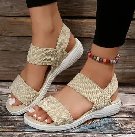 Women Knit Wedge Sandals With Elastic Slip On Fit And Lightweight Sole For Summer Walking Comfort 7