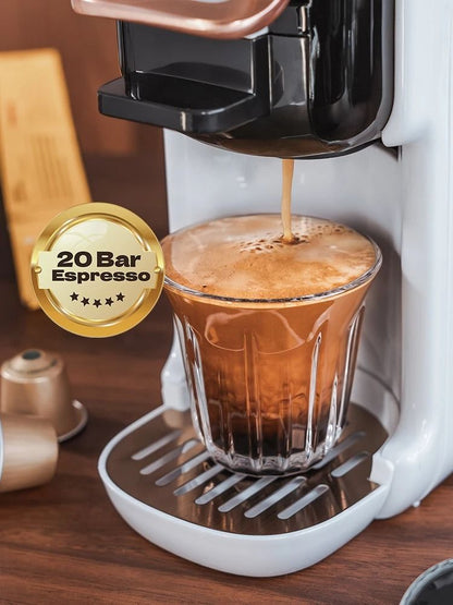 5 in 1 Capsule Coffee Machine with 20 Bar Pressure and Hot Cold Brewing