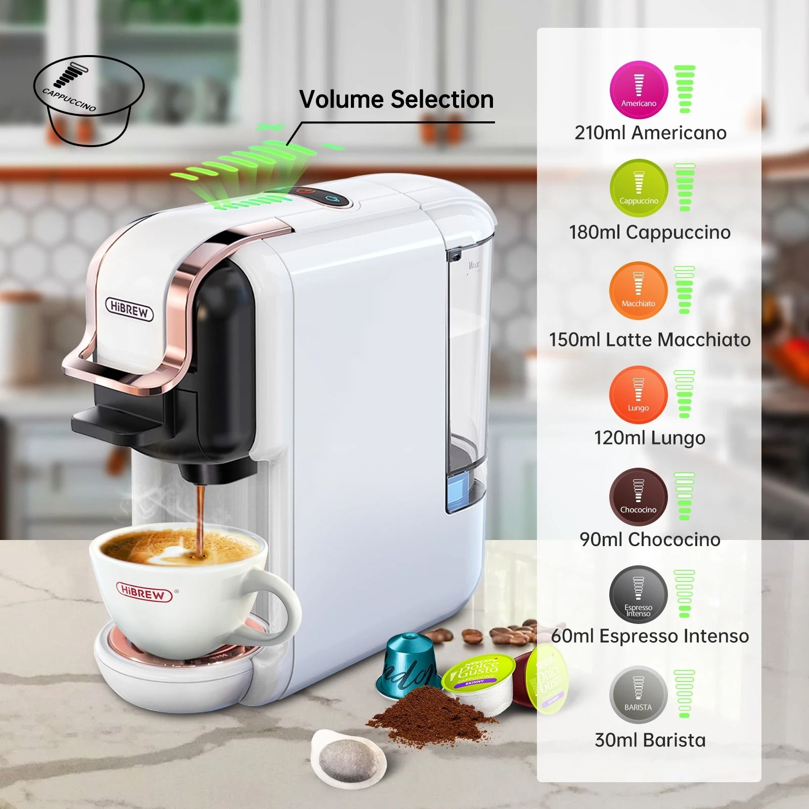 5 In 1 Capsule Coffee Machine With 20 Bar Pressure And Hot Cold Brewing 2