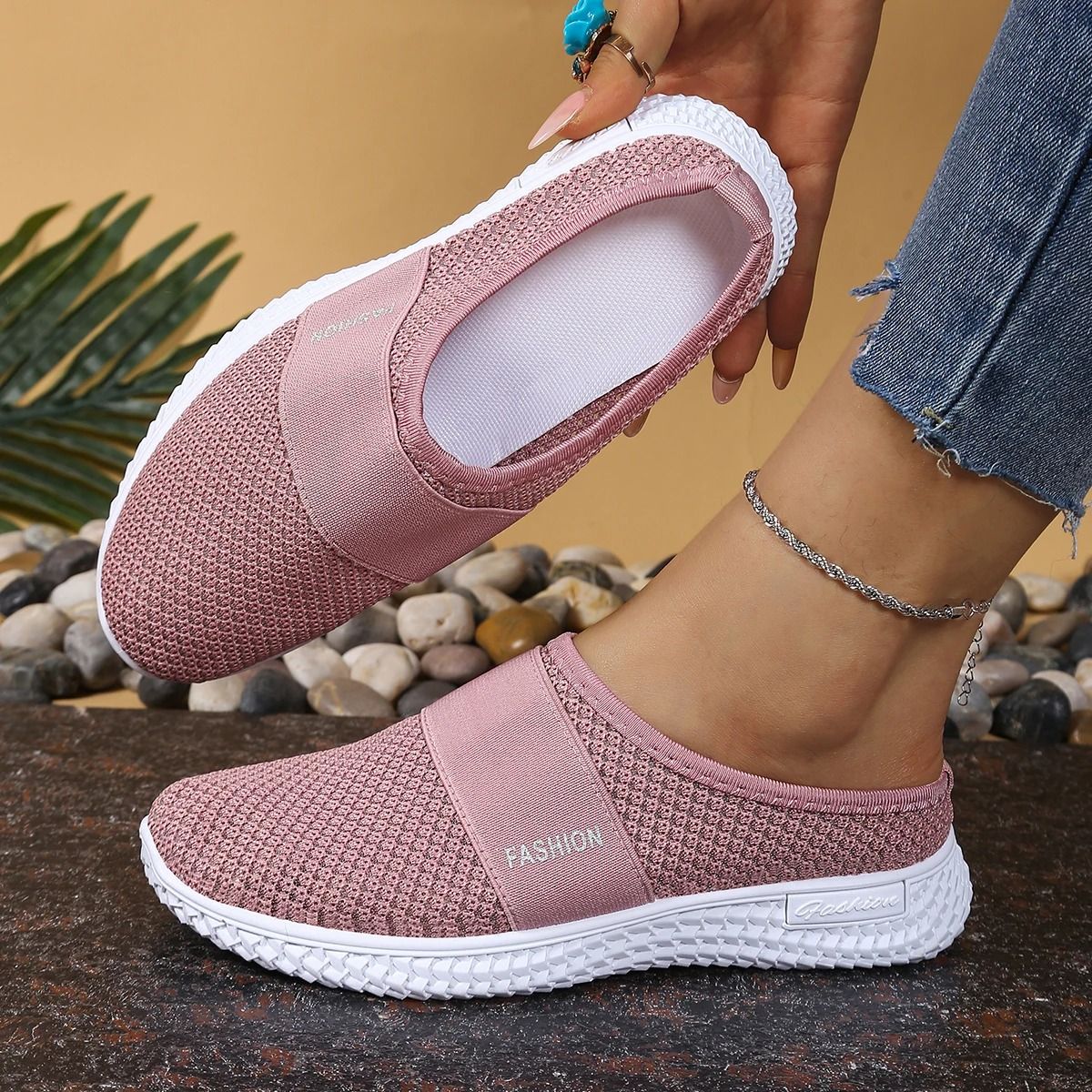 Womens Comfortable Breathable Summer Mules with Slip On Design
