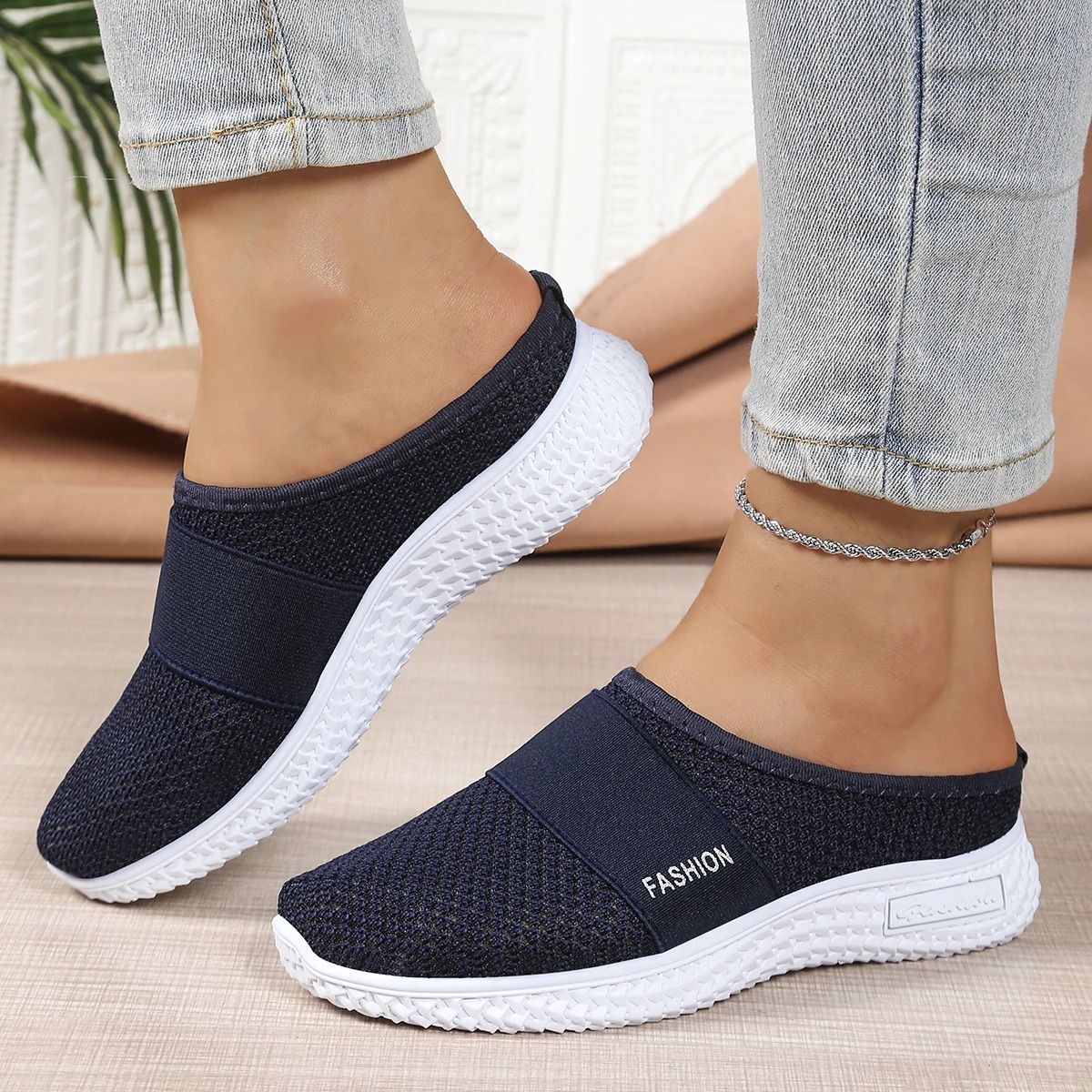 Womens Comfortable Breathable Summer Mules With Slip On Design 7
