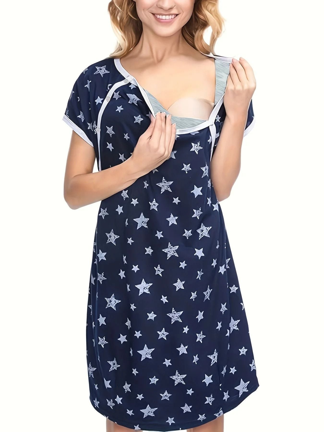 3 In 1 Maternity Nursing Nightgown For Labor Delivery And Breastfeeding 2