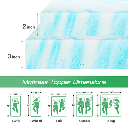 Cooling Gel Memory Foam Mattress Topper Full Size Soft And Breathable 2 To 3 Inch 5
