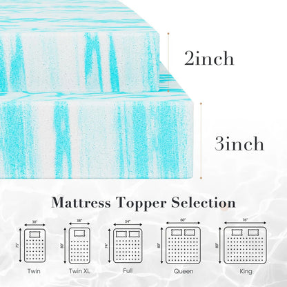 Cooling Gel Memory Foam Mattress Topper Full Size Soft And Breathable 2 To 3 Inch 8